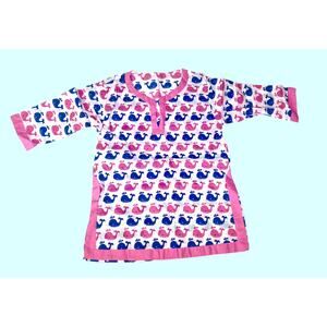 PB Kids Nautical TUNIC 12-18 Mo. Whale Fish Pink Blue Beach Pool Dress Shirt Top